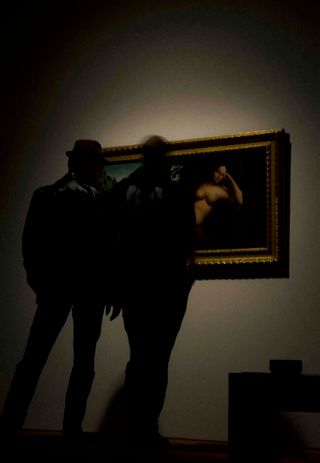 My Dad and Brother looking at Art